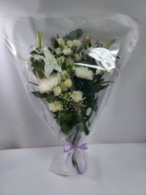 Condolence bouquet with white flowers