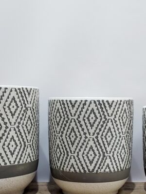 Set of 3 “retro” ceramics for plants. Dimensions: 19, 24 and29