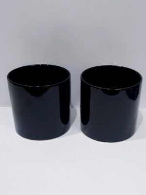 Black glossy ceramic for plant, dimension φ16×15 height