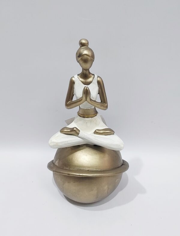 Woman yogi female yogi figure in gold polyresin material