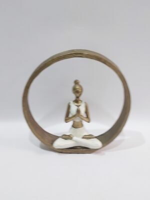 Female figure “yogi” polyresin in circle outline, dimensions 22×22 cm.