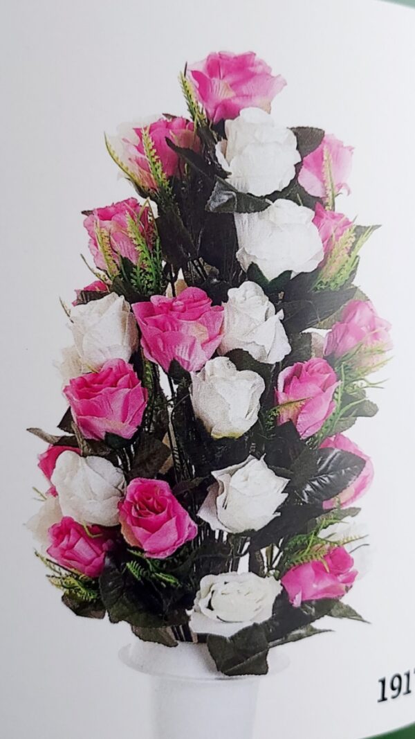 Εντυπωσιακή σύνθεση με τεχνητά υφασμάτινα φούξια τριαντάφυλλα 65χ25 εκ.