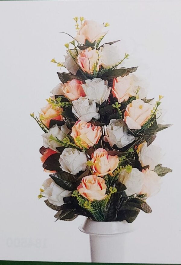 Εντυπωσιακή σύνθεση με τριαντάφυλλα σομόν-λευκό χρώμα 65χ25εκ.